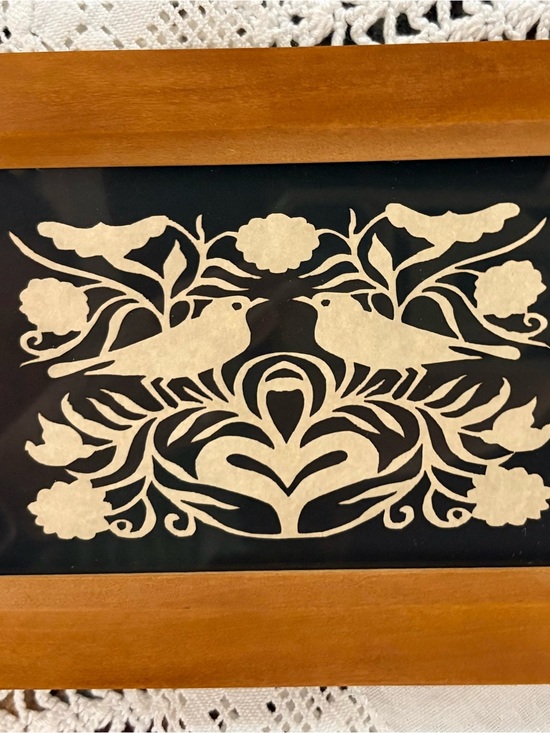 Other - Framed “Lovebirds” Scherenschnitte German paper cutting folk art.